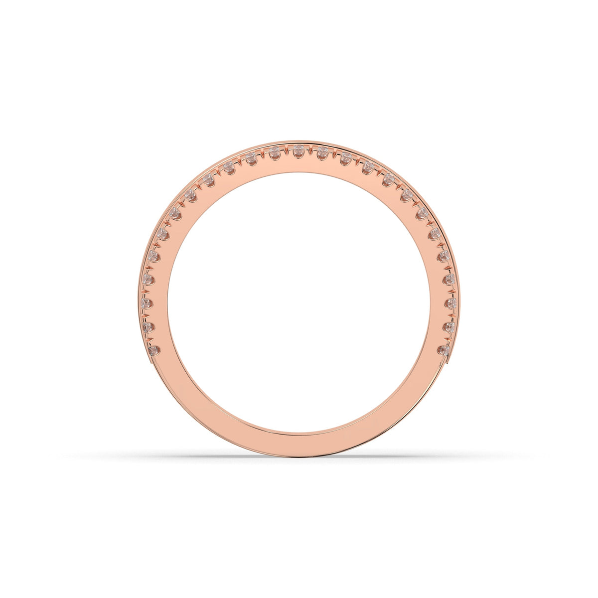 Liora double-row lab-grown diamond memoire wedding band in 750 rose gold, top view 
