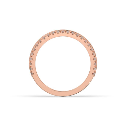 Liora double-row lab-grown diamond memoire wedding band in 750 rose gold, top view 