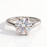 Round lab-grown diamond halo engagement ring in 950 platinum, front view 