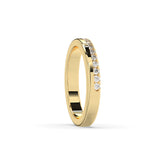 Noelia round lab-grown diamond memoire wedding band in 585 yellow gold, side view 