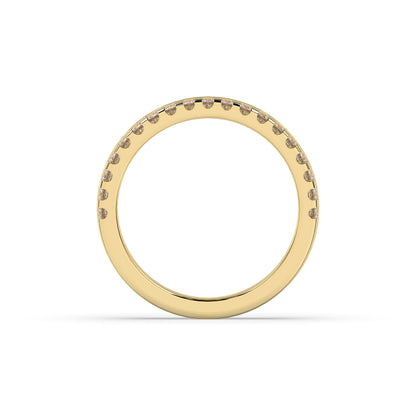 Noelia round lab-grown diamond memoire wedding band in 585 yellow gold, top view 