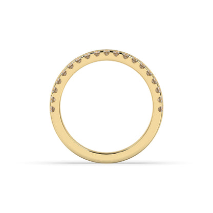 Noelia round lab-grown diamond memoire wedding band in 750 yellow gold, top view 