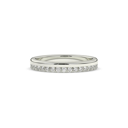 Noelia round lab-grown diamond memoire wedding band in 585 white gold, front view 