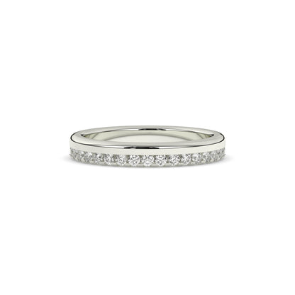 Noelia round lab-grown diamond memoire wedding band in 750 white gold, front view 