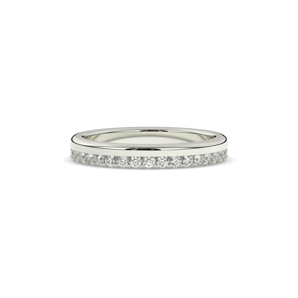 Noelia round lab-grown diamond memoire wedding band in 950 platinum, front view 