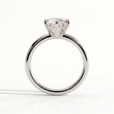 Round lab-grown diamond solitaire engagement ring in 14K (585) white gold, side profile 