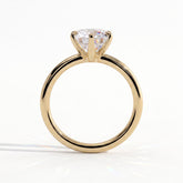 Round lab-grown diamond solitaire engagement ring in 14K (585) yellow gold, side profile 