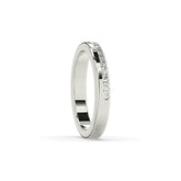 Noelia round lab-grown diamond memoire wedding band in 585 white gold, side view 