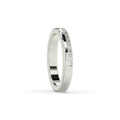 Noelia round lab-grown diamond memoire wedding band in 950 platinum, side view 