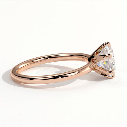 Round lab-grown diamond solitaire engagement ring in 18K (750) rose gold, detail view 