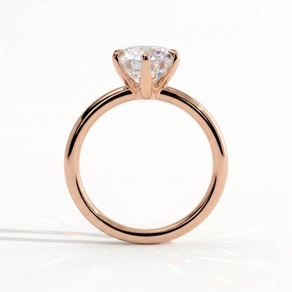 Round lab-grown diamond solitaire engagement ring in 18K (750) rose gold, side profile 