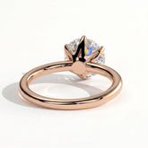 Round lab-grown diamond solitaire engagement ring in 18K (750) rose gold, on white background 