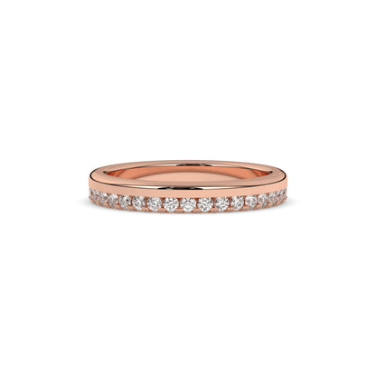 Noelia round lab-grown diamond memoire wedding band in 585 rose gold, front view 