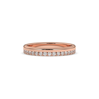 Noelia round lab-grown diamond memoire wedding band in 750 rose gold, front view 