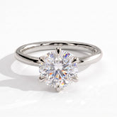 Round lab-grown diamond solitaire engagement ring in 950 platinum, front view 