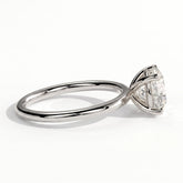 Round lab-grown diamond halo engagement ring in 18K (750) white gold, detail view 