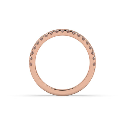 Noelia round lab-grown diamond memoire wedding band in 585 rose gold, top view 