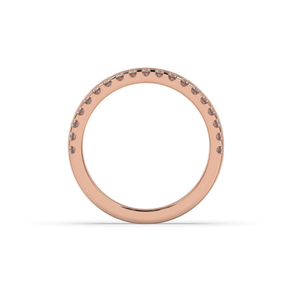 Noelia round lab-grown diamond memoire wedding band in 750 rose gold, top view 