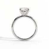 Round lab-grown diamond halo engagement ring in 950 platinum, side profile 