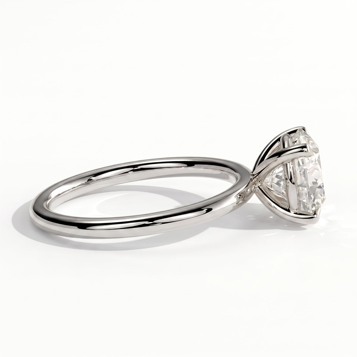 Round lab-grown diamond halo engagement ring in 950 platinum, detail view 