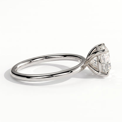 Round lab-grown diamond halo engagement ring in 950 platinum, detail view 