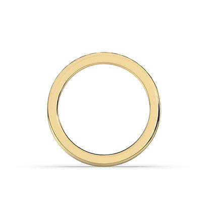 Sarina princess-cut lab-grown diamond channel-set memoire wedding band in 585 yellow gold, top view 