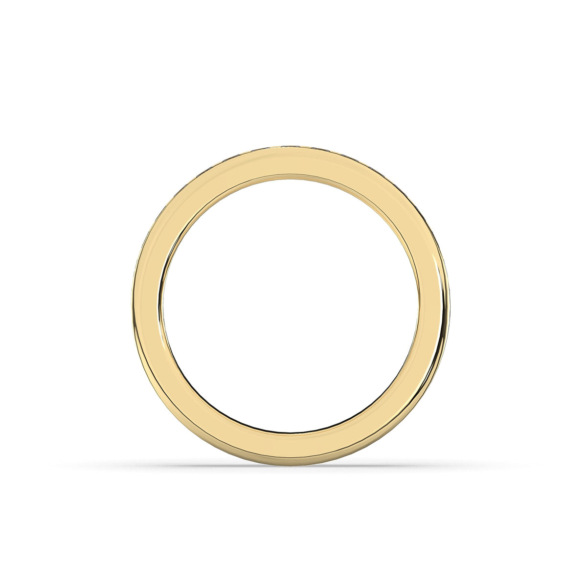 Sarina princess-cut lab-grown diamond channel-set memoire wedding band in 750 yellow gold, top view 