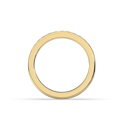 Sarina princess-cut lab-grown diamond channel-set memoire wedding band in 750 yellow gold, top view 