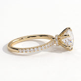 Round lab-grown diamond halo engagement ring in 18K (750) yellow gold, detail view 