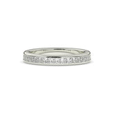 Sarina princess-cut lab-grown diamond channel-set memoire wedding band in 585 white gold, front view 