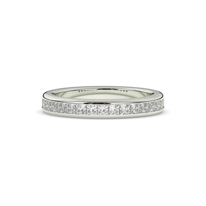 Sarina princess-cut lab-grown diamond channel-set memoire wedding band in 585 white gold, front view 