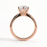 Round lab-grown diamond solitaire engagement ring in 14K (585) rose gold, side profile 