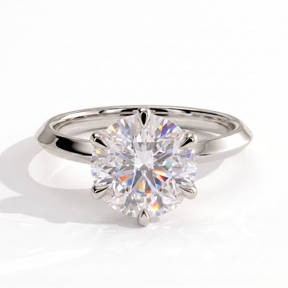 Round lab-grown diamond solitaire engagement ring in 14K (585) white gold, front view 