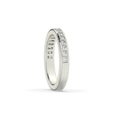 Sarina princess-cut lab-grown diamond channel-set memoire wedding band in 750 white gold, side view 
