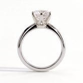Round lab-grown diamond solitaire engagement ring in 18K (750) white gold, side profile 