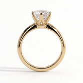 Round lab-grown diamond solitaire engagement ring in 18K (750) yellow gold, side profile 