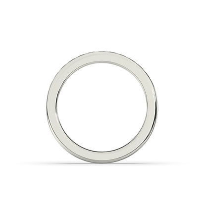 Sarina princess-cut lab-grown diamond channel-set memoire wedding band in 750 white gold, top view 