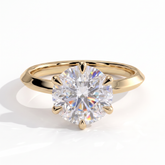 Round lab-grown diamond solitaire engagement ring in 18K (750) yellow gold, front view 