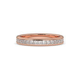 Sarina princess-cut lab-grown diamond channel-set memoire wedding band in 585 rose gold, front view 