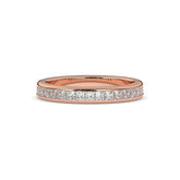 Sarina princess-cut lab-grown diamond channel-set memoire wedding band in 750 rose gold, front view 