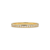 Adelina round lab-grown diamond channel-set memoire wedding band in 585 yellow gold, front view 