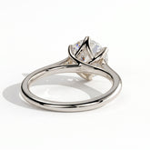 Round lab-grown diamond solitaire engagement ring in 14K (585) white gold, on white background 