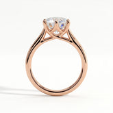 Round lab-grown diamond solitaire engagement ring in 14K (585) rose gold, side profile 