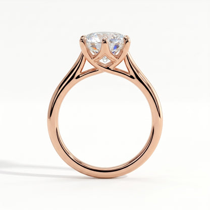 Round lab-grown diamond solitaire engagement ring in 14K (585) rose gold, side profile 