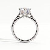 Round lab-grown diamond solitaire engagement ring in 14K (585) white gold, side profile 