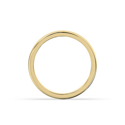 Adelina round lab-grown diamond channel-set memoire wedding band in 585 yellow gold, top view 