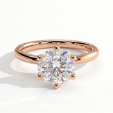 Round lab-grown diamond solitaire engagement ring in 18K (750) rose gold, front view 