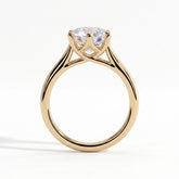 Round lab-grown diamond solitaire engagement ring in 18K (750) yellow gold, side profile 
