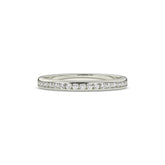 Adelina round lab-grown diamond channel-set memoire wedding band in 585 white gold, front view 