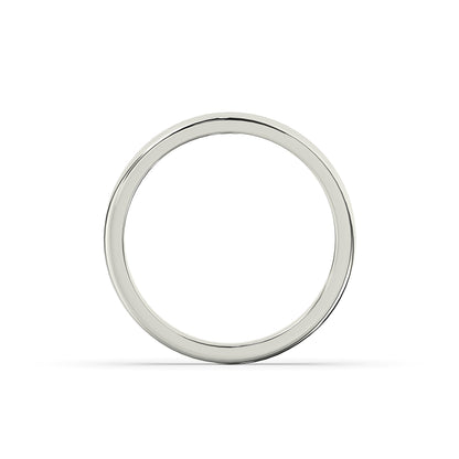 Adelina round lab-grown diamond channel-set memoire wedding band in 750 white gold, top view 